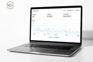 Performance overview on laptop screen for Diva Homes interior brand