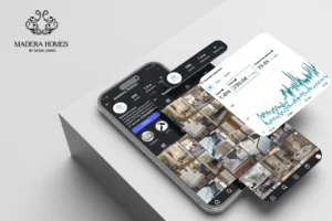 Mobile app showcasing real estate listings